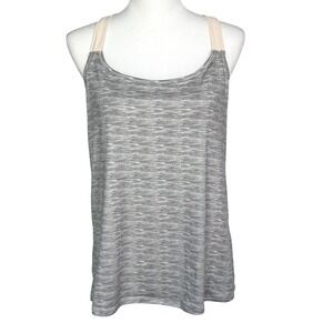 BORN Women's‎ Large Heather Gray Athletic Y Back Sleeveless Long Tank Top Sporty